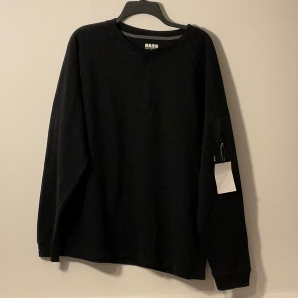 Bass Black Long Sleeve Crew Neck Top